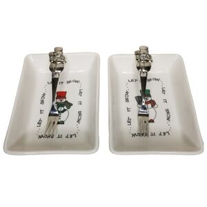 International Silver Company Holiday‎ 4 Piece Relish Set Let it Snow 4.5"x6"